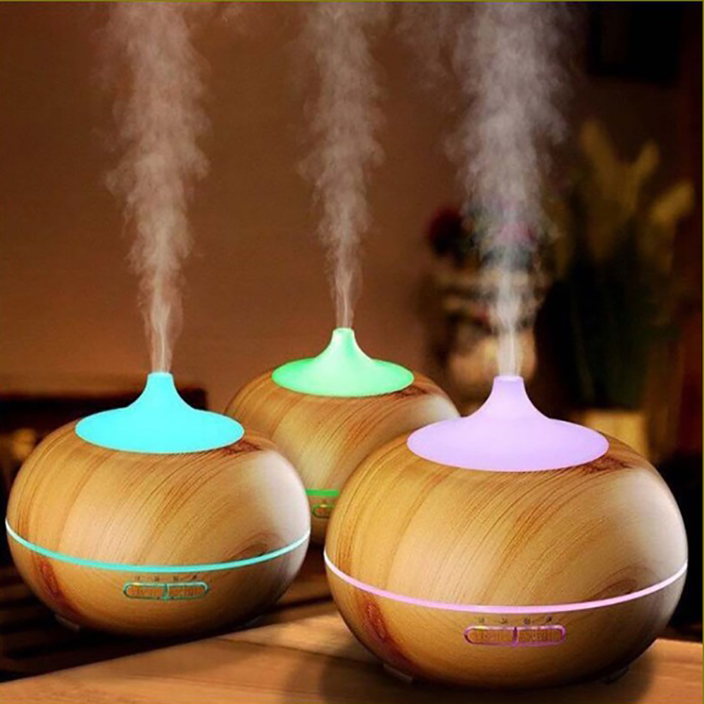 Máy khuếch tán tinh dầu gỗ lớn 500ml tặng 2 lọ tinh dầu 10ml